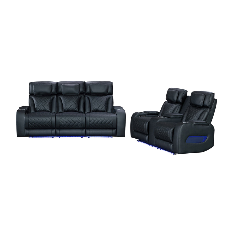 Drake 3+2 Seater Power Recliner Sofa Set with LED Light Wireless Charging & Storage Charging in Multiple Color