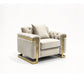 Juliette 3+1+1 Seater Velvet Sofa with Gold Trim – Beige