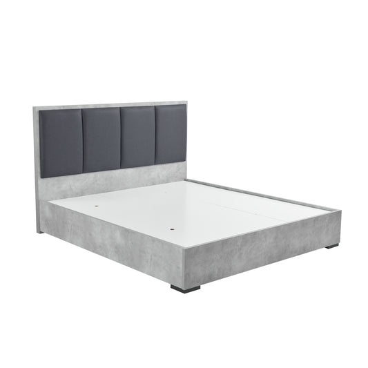 Copper Fabric Upholstery Queen Platform Bed Construscted with MDF Particle Board Black Metal Legs with Powder Coating Finish