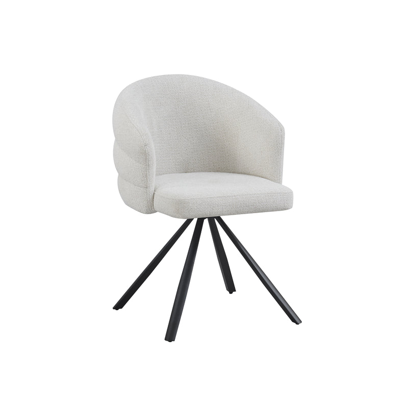Beck 2x Linen Swivel Dining Chair with Curved Back Design in Beige