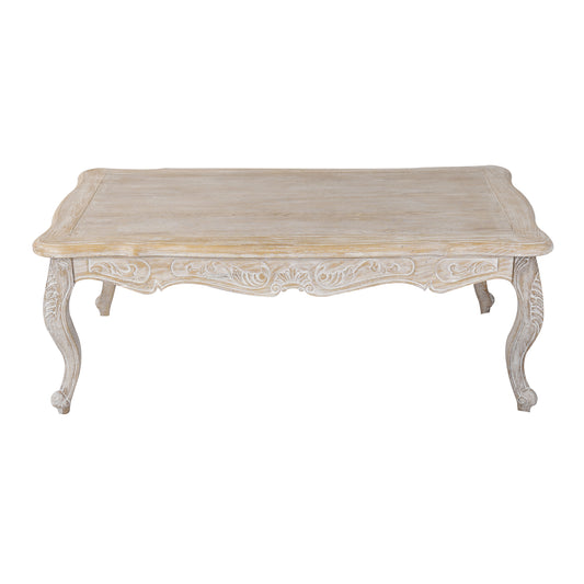 Lille Oak Wood Plywood Veneer White Washed Finish Coffee Table