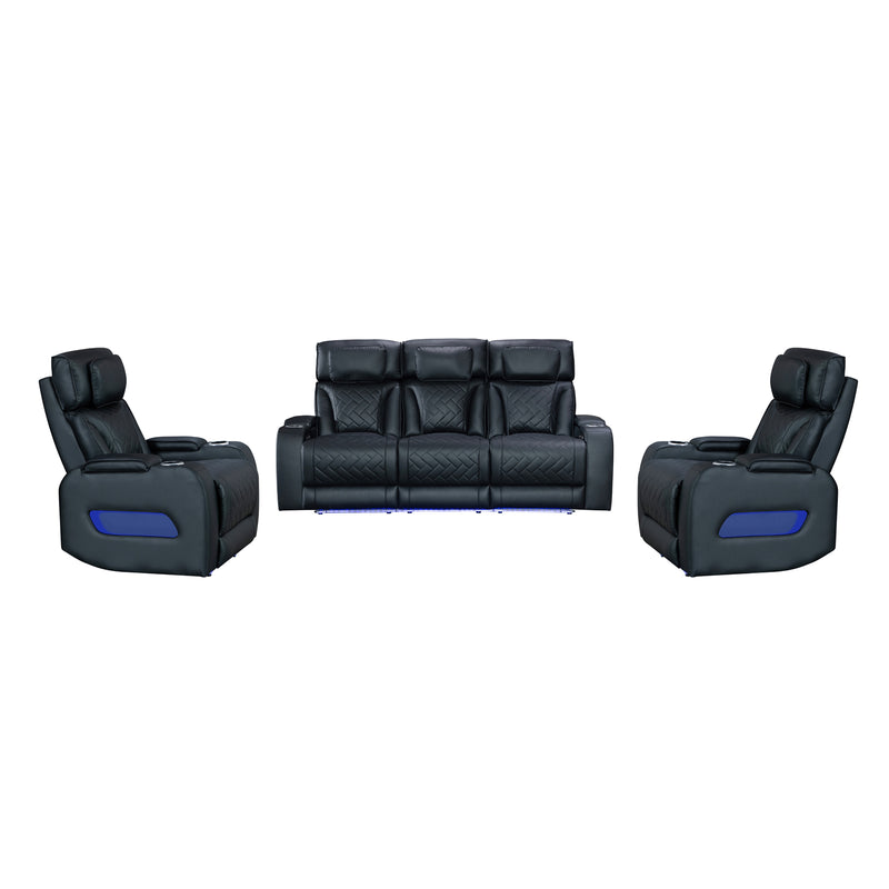 Drake 3+1+1 Seater Power Recliner Sofa Set with LED Light Wireless Charging & Storage Charging in Multiple Color