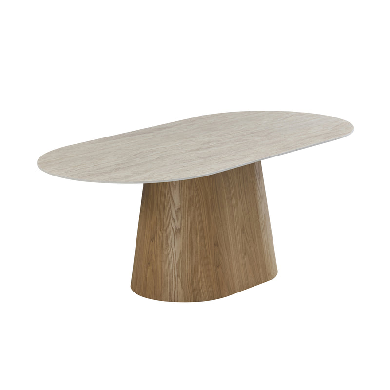 Astoria Dining Table with Sintered Stone Top & Oak Veneer Pedestal Base
