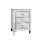 Camelia Bedside Table MDF Silver Mirror Three Drawers Sparkling Handle