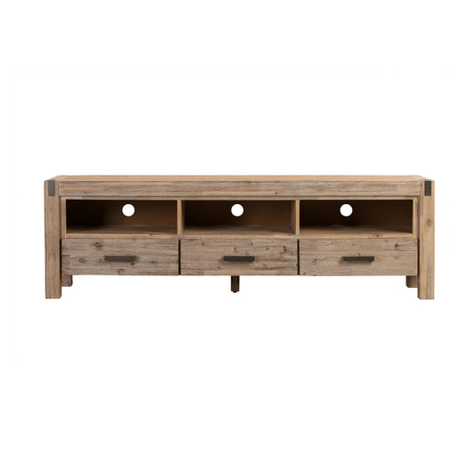 Java 3 Storage Drawers Solid and Veneered Acacia TV Cabinet