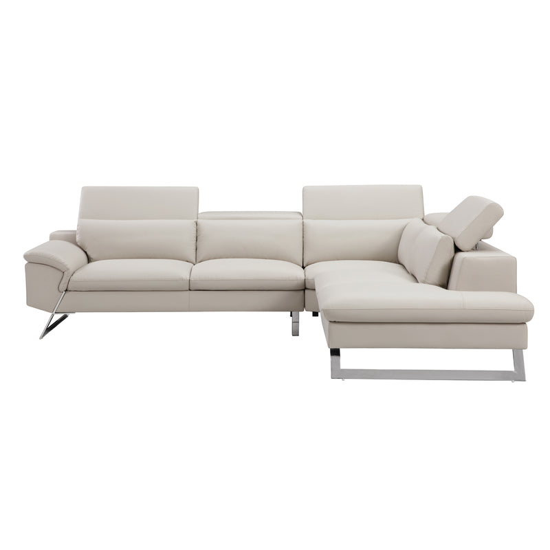 Serena White Colour Adjustable Headrest Chaise Corner Sofa