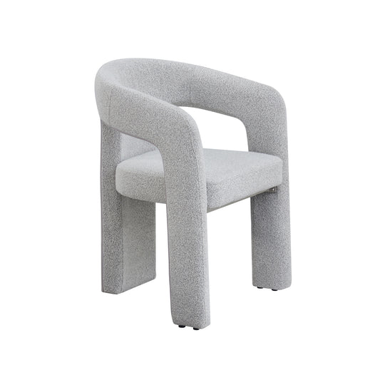 Zara Linen Dining Chair with Sculptural Curved Design in Grey