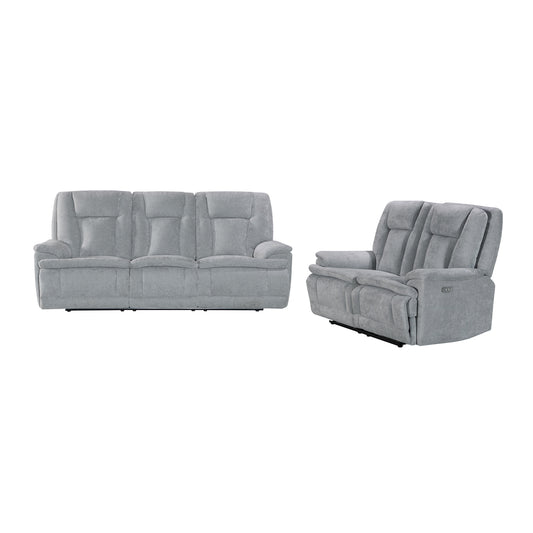 Haven 3+2 Seater Power Recliner Sofa Set with USB & Type-C Charging in Grey