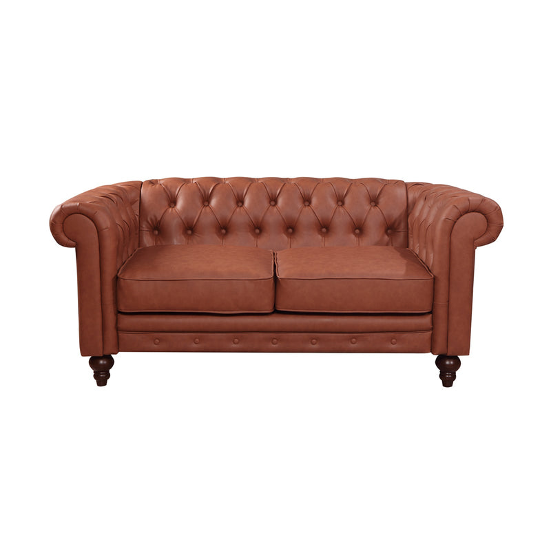 Madeline Chesterfield Style 3S+2S Leatherette Brown Colour Sofa