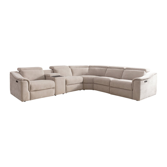 Haines Electric Recliner Sectional Sofa Storage Console L-Shaped Lounge Fifty Shades Fabric Uph