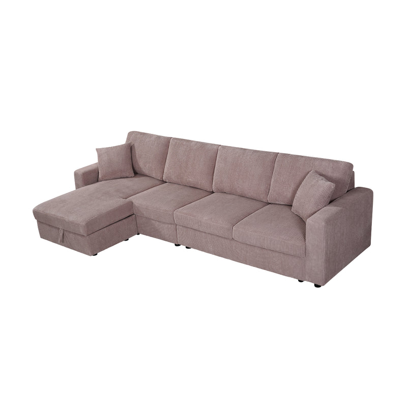 Iris 5-Piece Modular Corduroy Sofa with Storage Chaise