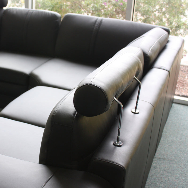 Majestic Black 6 Seater Leatherette Corner Sofa