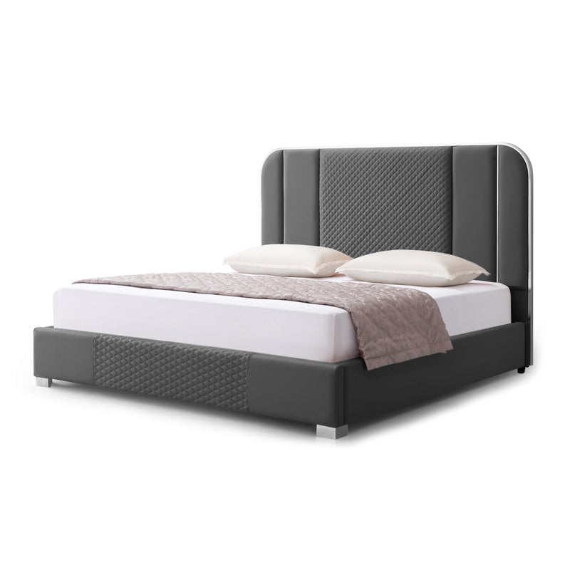 Halcyon Bed Frame Leather Padded Upholstery Quality Slats Steel Feet