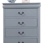 Spencer Solid Wooden Grey Colour Tallboy with 5 Drawers Metal Handles