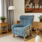 Dhalia Blue Tufted Armchair with Solid Wood Leg