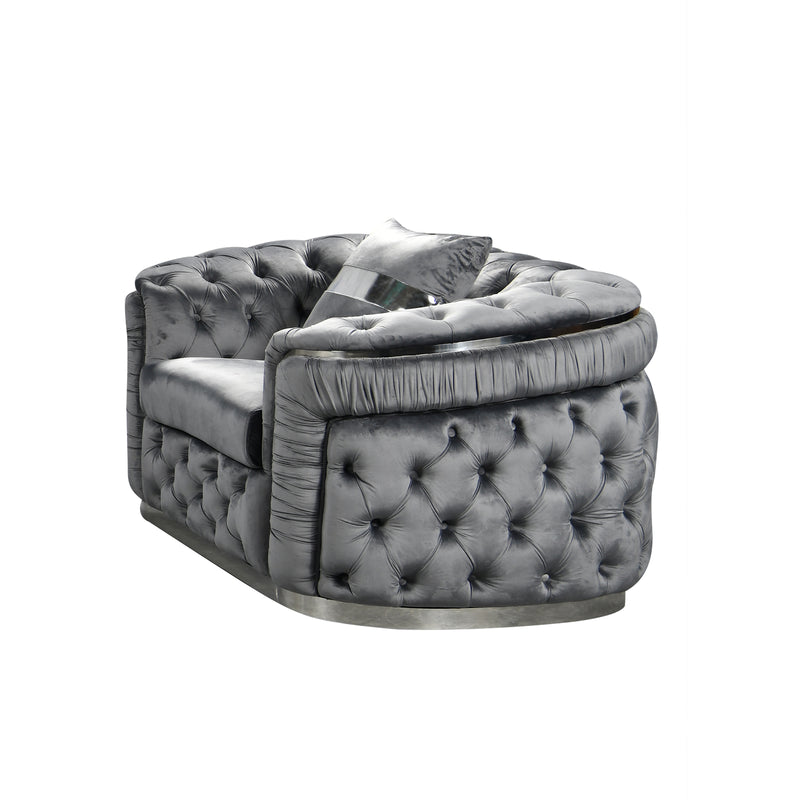 Duke 3+1+1 Seater Sofa Velvet Solid Wood Plywood Gold/Silver Stainless Steel