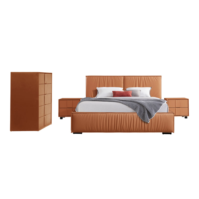 Louis 4pcs Bedroom Suite in Premium Leatherette With Storage Tallboy