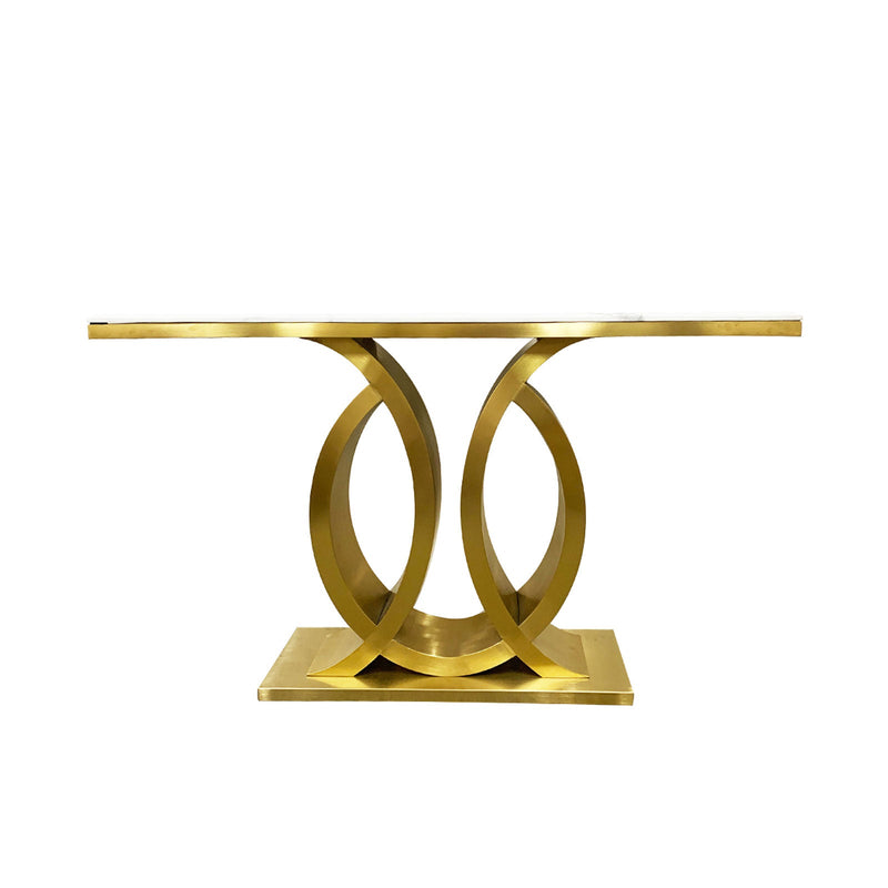 Shark Stainless Gold Brush Frame White Faux Marble Top Hall Table