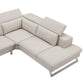 Serena White Colour Adjustable Headrest Chaise Corner Sofa