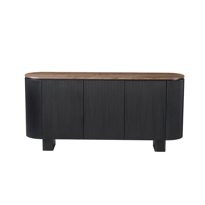 Nova Buffet with Walnut Veneer Top & Black Fluted Finish