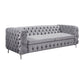 Jacques 3+2+1 Seater Sofa Button Tufted Velvet Fabric with Metal Legs in Black/Grey