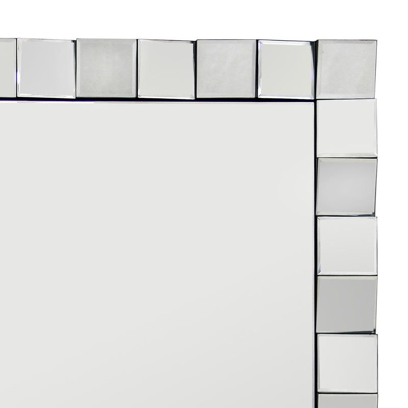 Decorative Rectangular Wall Mirror in Silver MDF with Clear Image and Versatile Hanging Options