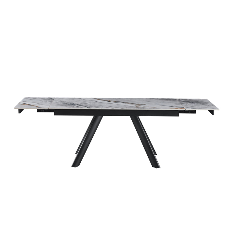 Lena Sintered Stone Top Sturdy Feet Powder Coating Dining Table