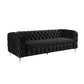 Jacques 3+2+1 Seater Sofa Button Tufted Velvet Fabric with Metal Legs in Black/Grey