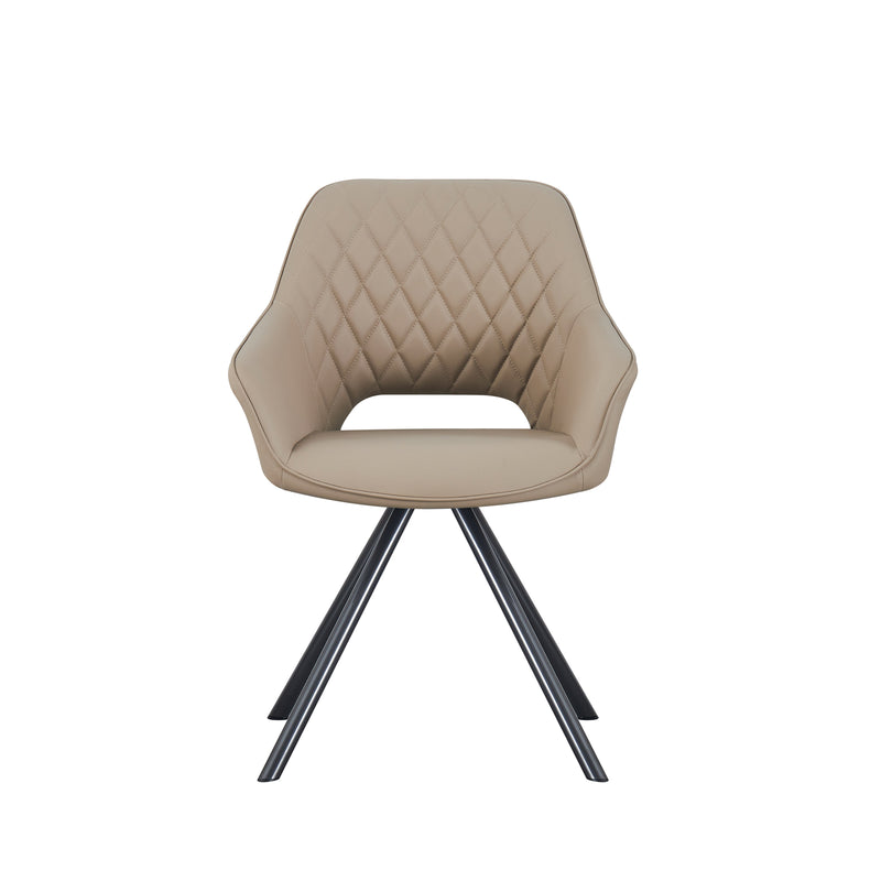 Lena 2X Leatherette Padded Upholstery Powder Coated Metal Legs Swivel Dining Chair