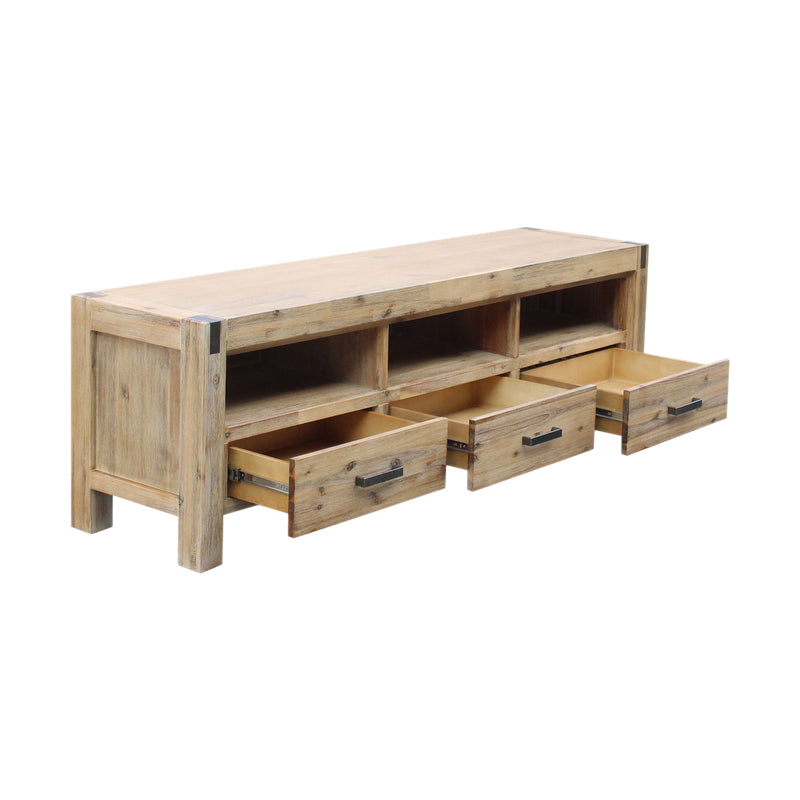 Nowra 3 Drawers TV Cabinet In Solid Acacia Timber With Multiple Colour
