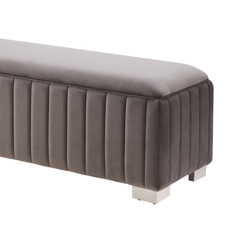 Mercer Bench Chair Fabric Padded Upholstered Seat Stainless Steel Feet