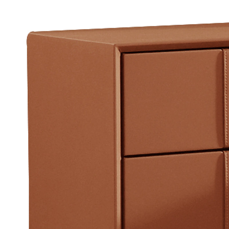 Louis Bedside Table MDF with Premium Leatherette Storage Space 2 Drawers Wooden Legs