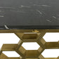 Nivea Stainless Electroplating Titanium Gold Frame & Black Faux Marble Top Hall Table