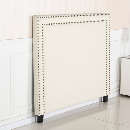 Enzo Multiple Colour Queen Headboard In Fine Linen Fabric Upholstery with Metal Studded Buttons