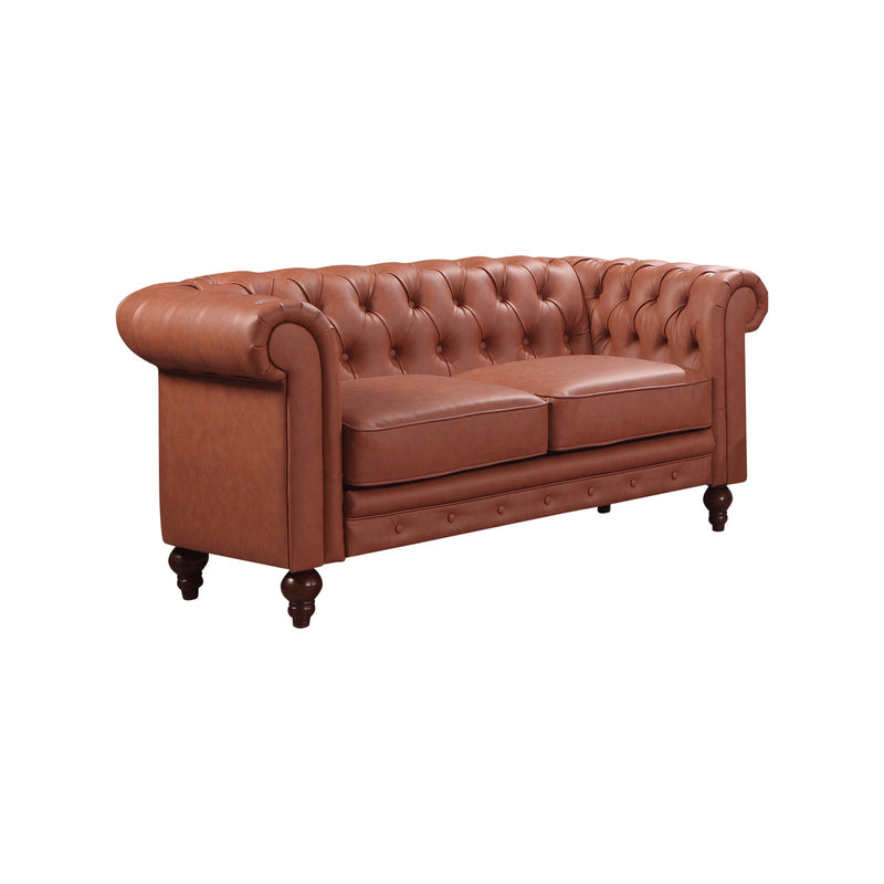 Madeline Chesterfield Style 3S+2S Leatherette Brown Colour Sofa