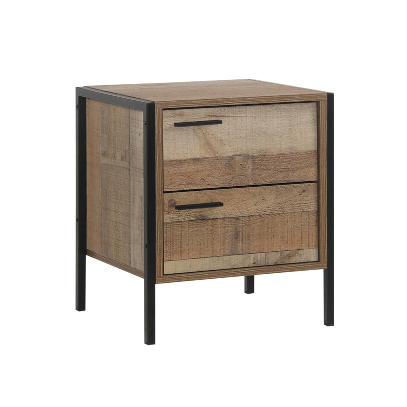 Mascot 2 Drawers Particle Board Bedside Table Night Stand In Oak Colour