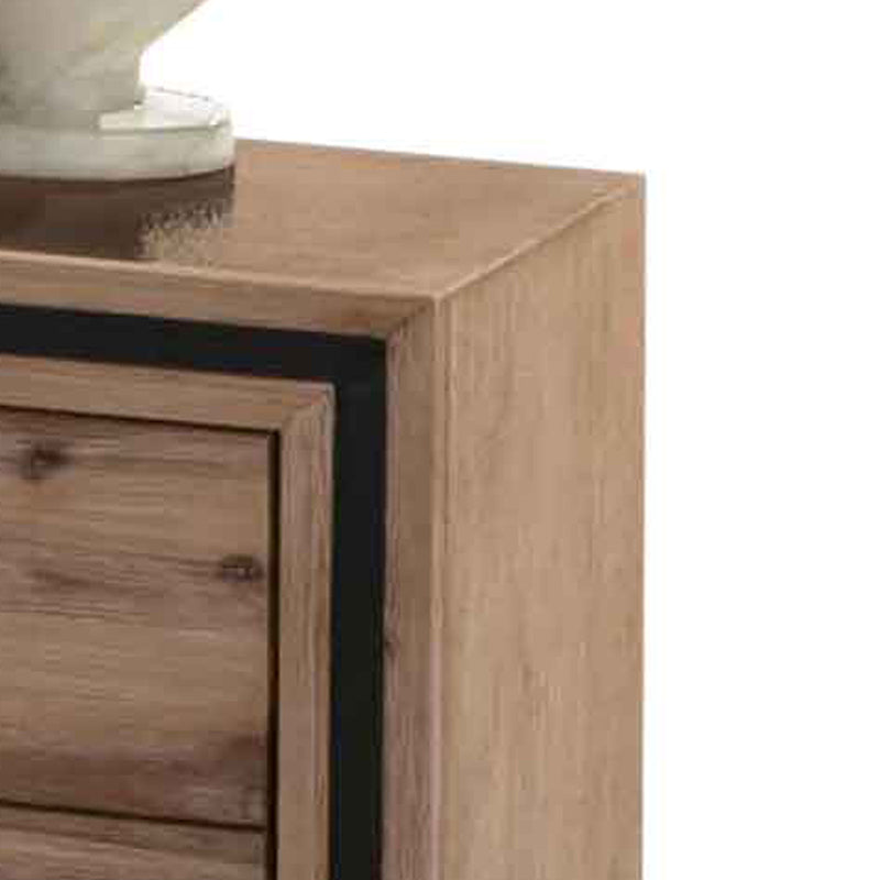Seashore Scandi Solid Timber Bedside Table with Drawer – Natural Finish
