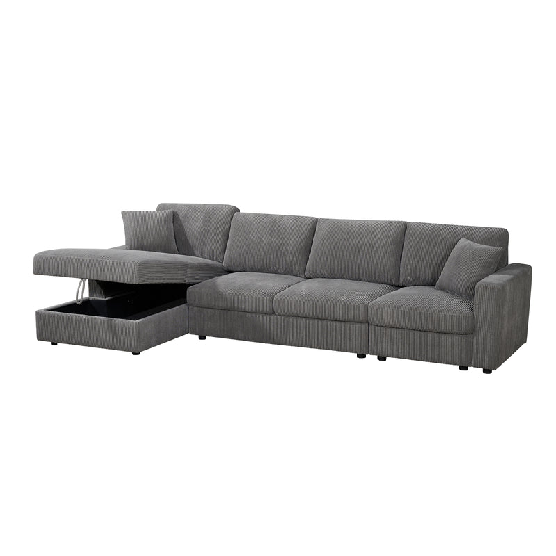 Iris 5-Piece Modular Corduroy Sofa with Storage Chaise