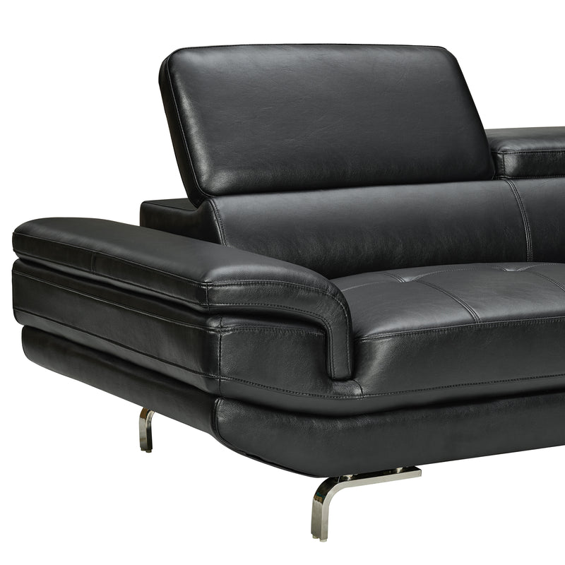 Vienna 5-Seater Black/Grey Leatherette Corner Sofa with Chaise