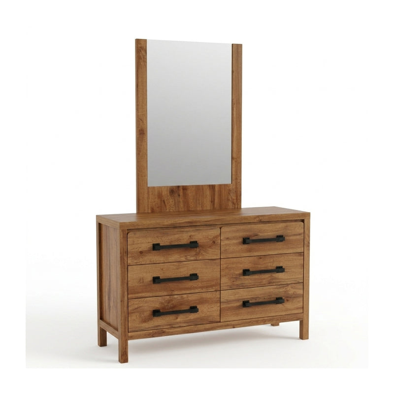 Toffee Bedroom Suite – 5/4 Piece Set with Dresser & Tallboy in Oak Finish