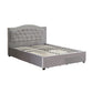 Emily Grey Velvet Padded Upholstery High Quality Slats MDF Drawers with Wheels Queen Bed Frame