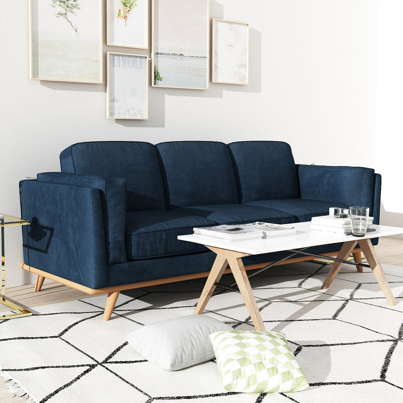 York 3+2+1 Seater Wooden Frame Sofa Fabric PU Leatherette Lounge Set