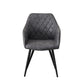 Cove 2x Dining Chairs – Grey Fabric, Grid Pattern, Powder-Coated Frame