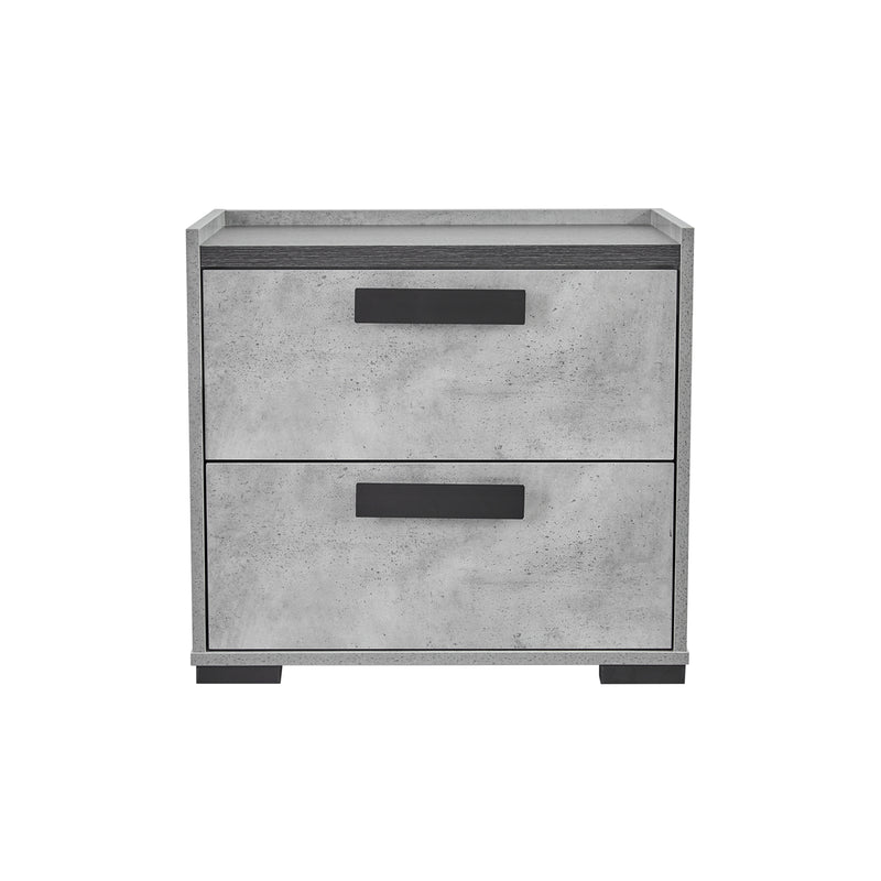 Copper Bedside Table MDF Particle Board Two Drawers Metal Handles Plastic Legs