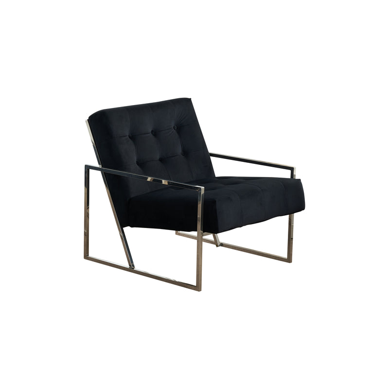 Comfy Velvet Carman Accent Chair with Metal Base – Deep Quilted Backrest