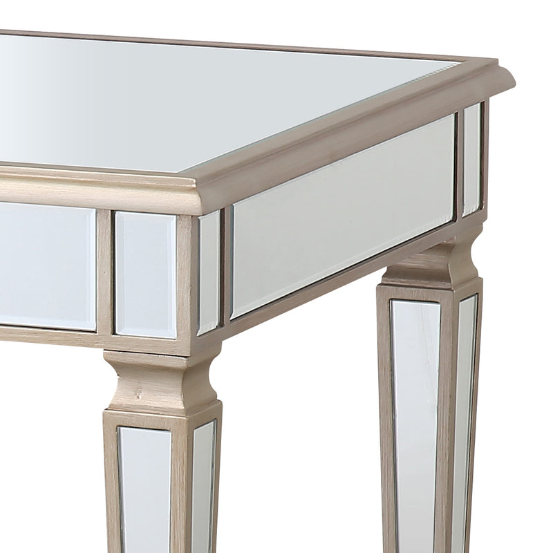 Antique Gold Mirrored Lamp Table MDF Construction with Wooden Legs