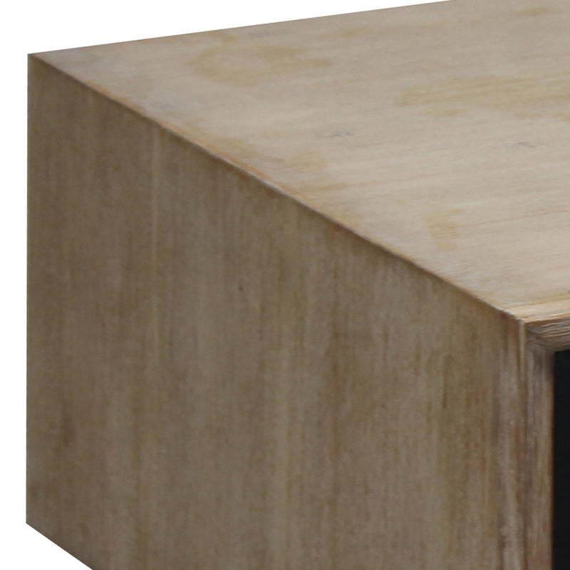 Seashore Square Shape Lamp Table in Solid Acacia Timber Silver Brush Colour