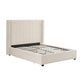 Alexa High Rise Headboard Beige Linen Fabric Four MDF Drawers with Wheels Bed Frame