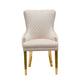 Lyon Set of 2 Beige Velvet Dining Chairs – Button Studded Ring Back Design
