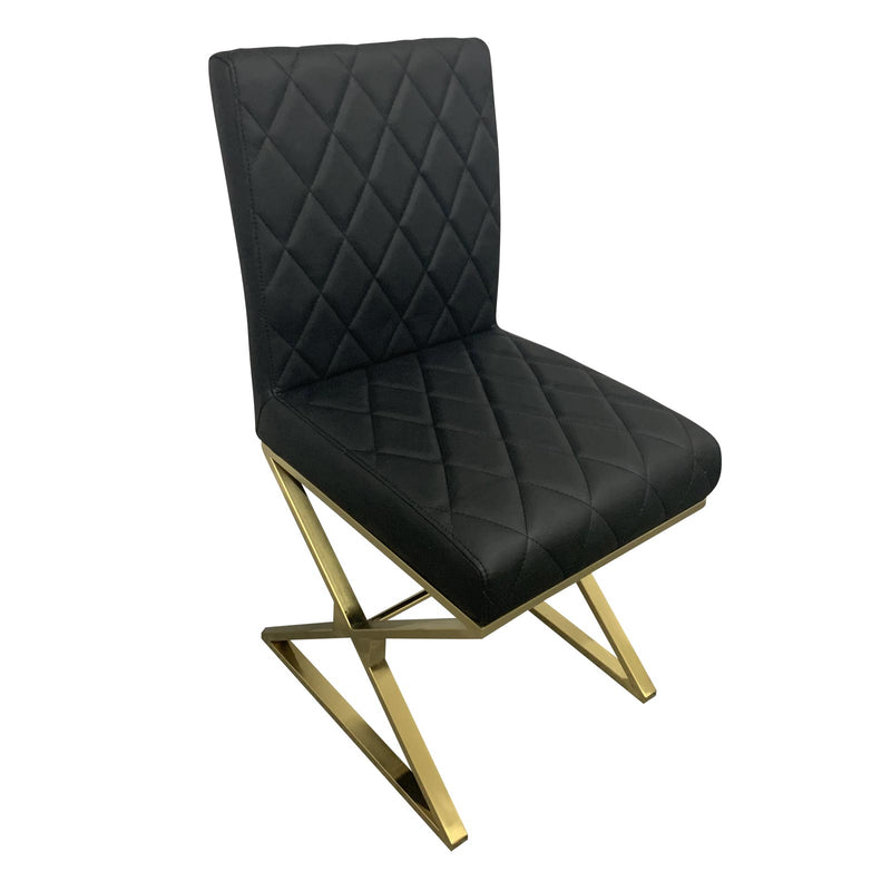 Daisy 2X Dining Chair Stainless Gold Frame & Seat Black PU Leather
